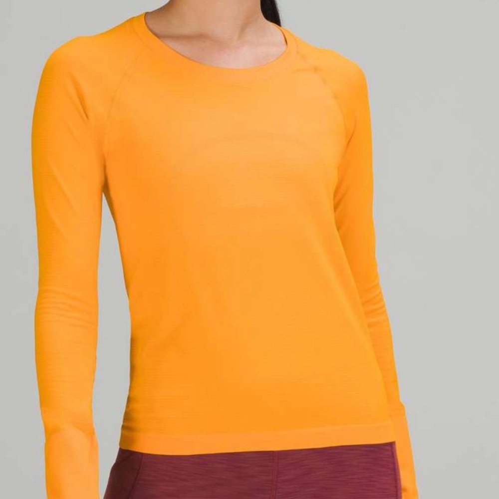 lululemon athletica Orange run swiftly Long Sleeve Top